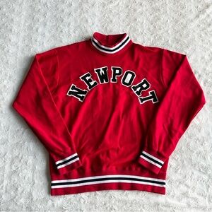 Vintage Newport Sweatshirt Pullover Mens Large Red Varsity 60s Arch Stripe Retro